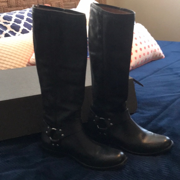 Frye Boots Phillip Harness Size 7.5 Black - Picture 2 of 4